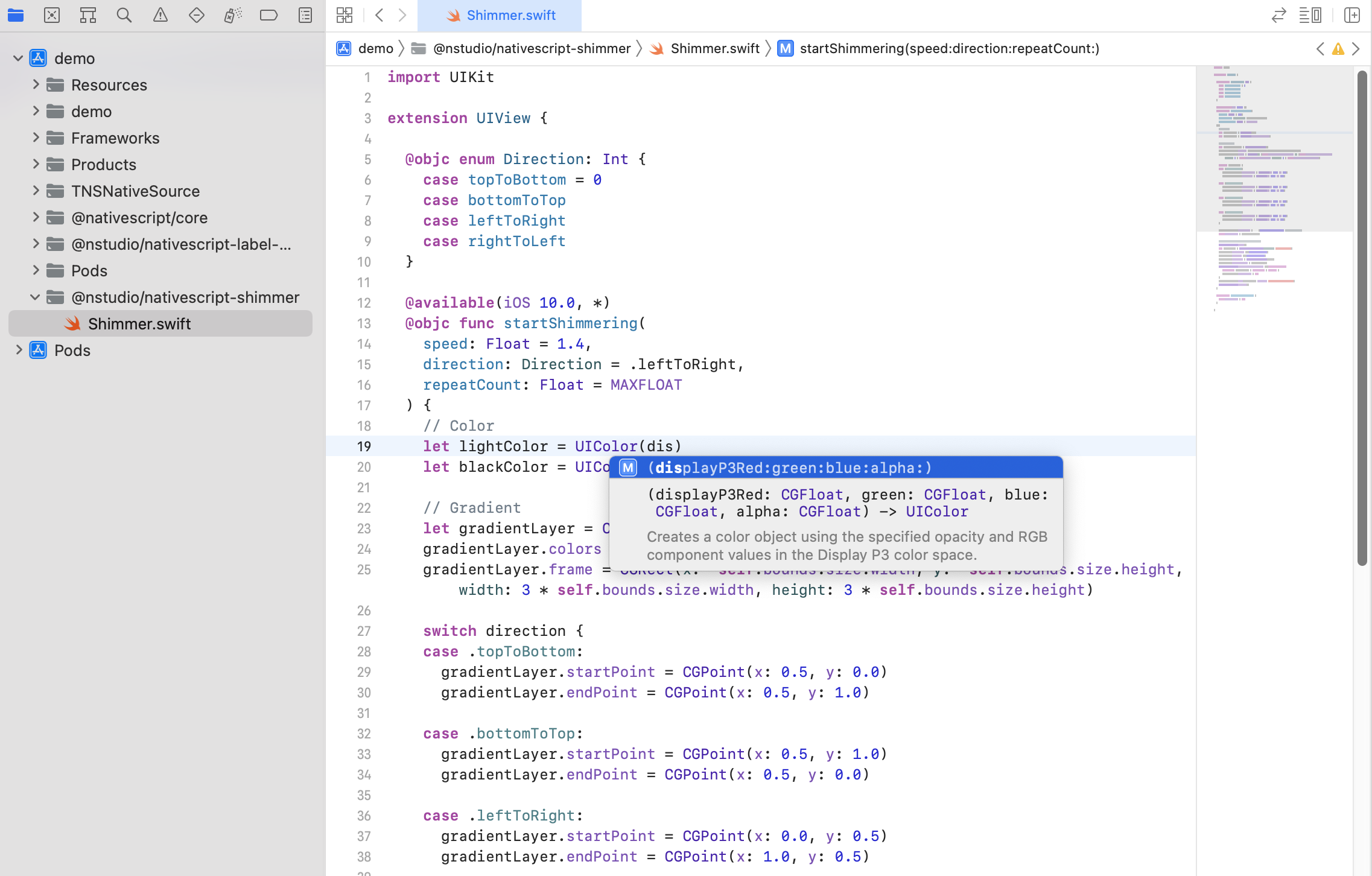 custom-view-component-shimmer-xcode